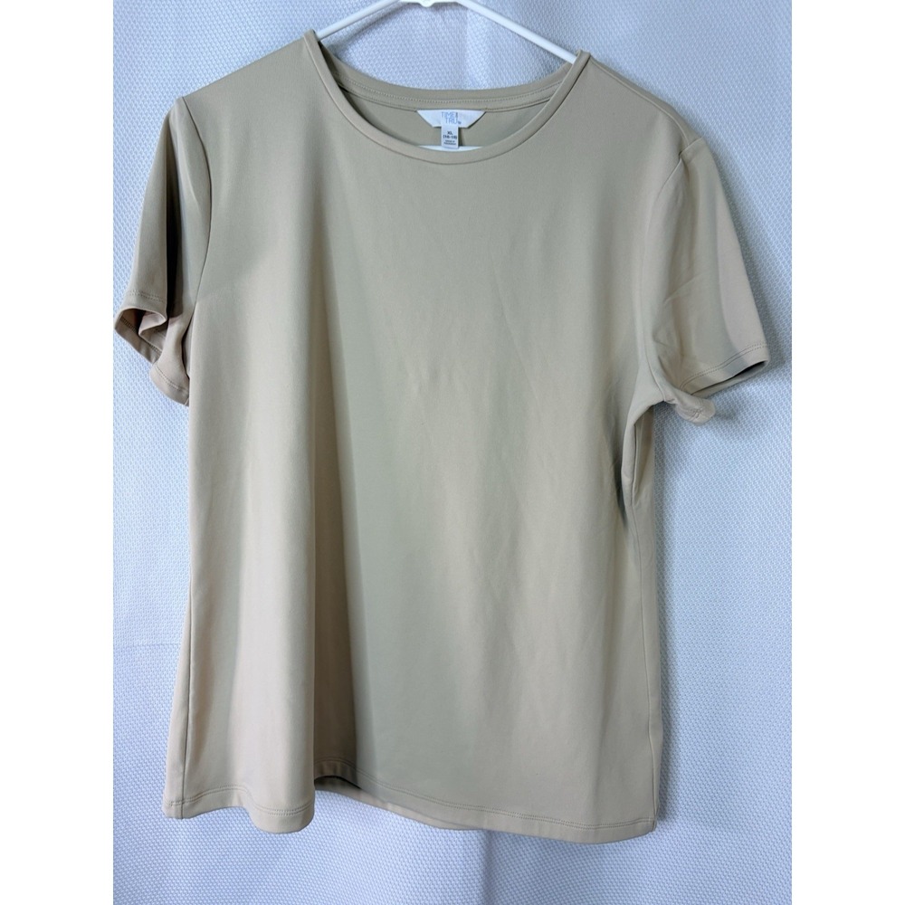 TIME & TRU BEIGE SMOOTH STRETCH T-SHIRT SIZE XL (16-18)